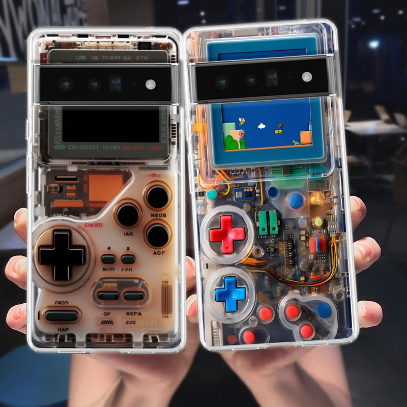 Gaming Console In Phone - เคสโทรศัพท์สําหรับ Google Pixel 9,8,7,6,5,4,4XL,7A,6A,5A,4A,3A,Pro,XL,5G โปร่งใส Soft