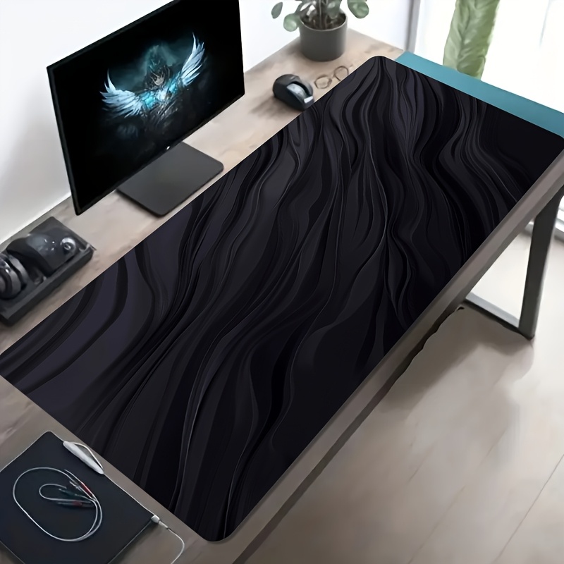 Gaming Console Portable Pc - แผ่นรองเมาส์สำหรับเล่นเกมสีดำลายคลื่น, ลายหินอ่อนสีเข้มแบบมินิมอล พื้นผิวกันลื่น สำหรับเกมเมอร์พีซี สำนักงาน แล็ปท็อป