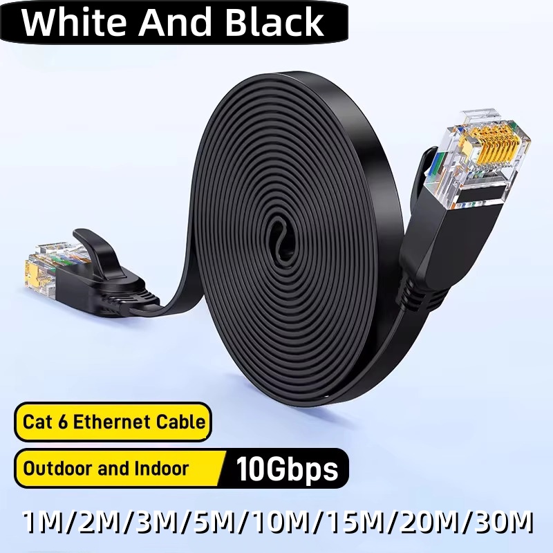 Lan Cable Gaming - สายเคเบิลอีเธอร์เน็ตแบบแบน Cat 6 สำหรับใช้งานภายนอกและภายในอาคาร รองรับความเร็ว 10Gbps