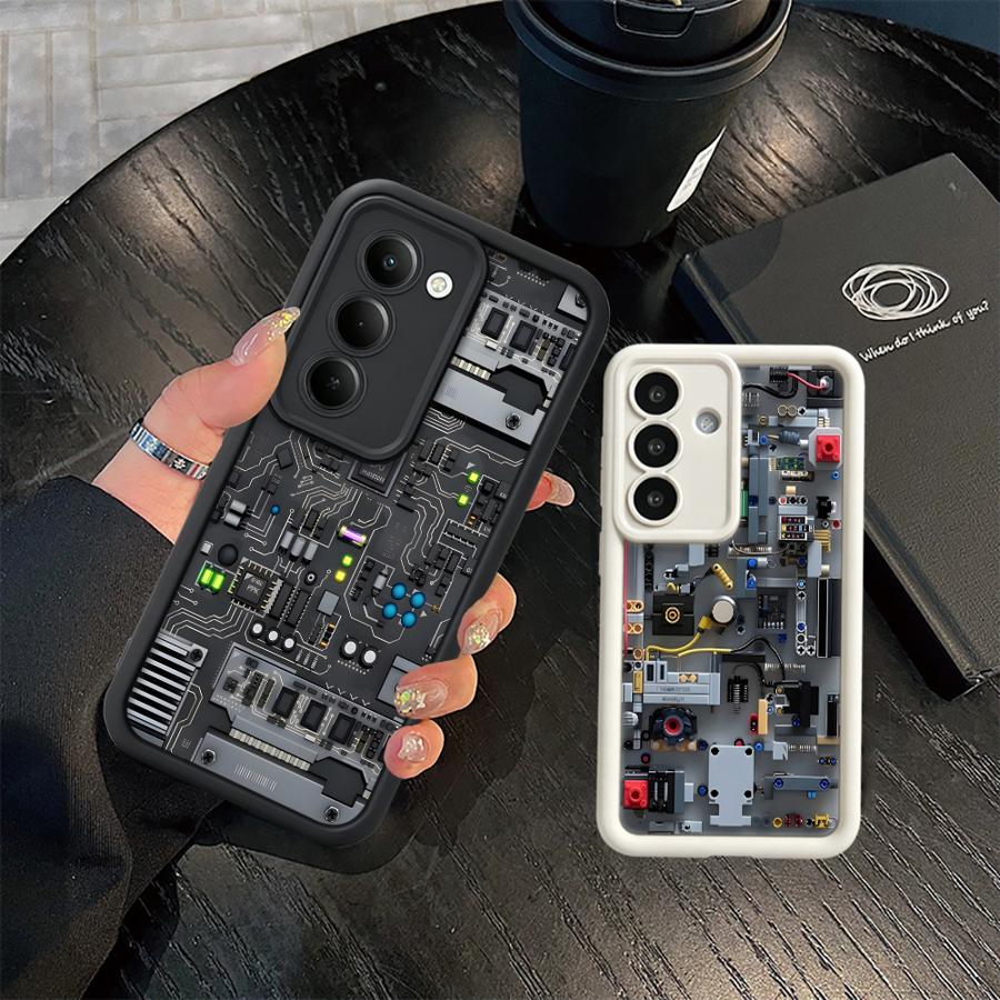 Gaming Console In Phone - เคสโทรศัพท์ลายเกมส์สีม่วงสำหรับ Samsung Galaxy A51 A73 A71