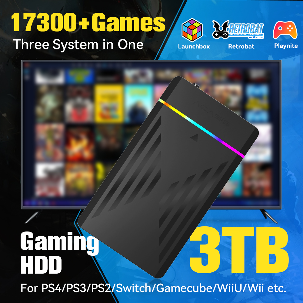 Gaming Console With Gta - 3TB แบบพกพา HDD LaunchBox/Retrobat/Playnite คอนโซลเกม Retro