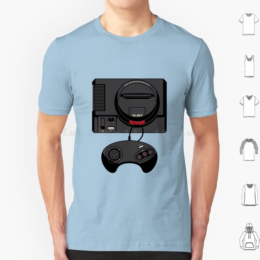 เสื้อยืดเรโทรสีดำ 16 บิต สำหรั - Gaming Console Genesis บทวิจารณ์และราคา