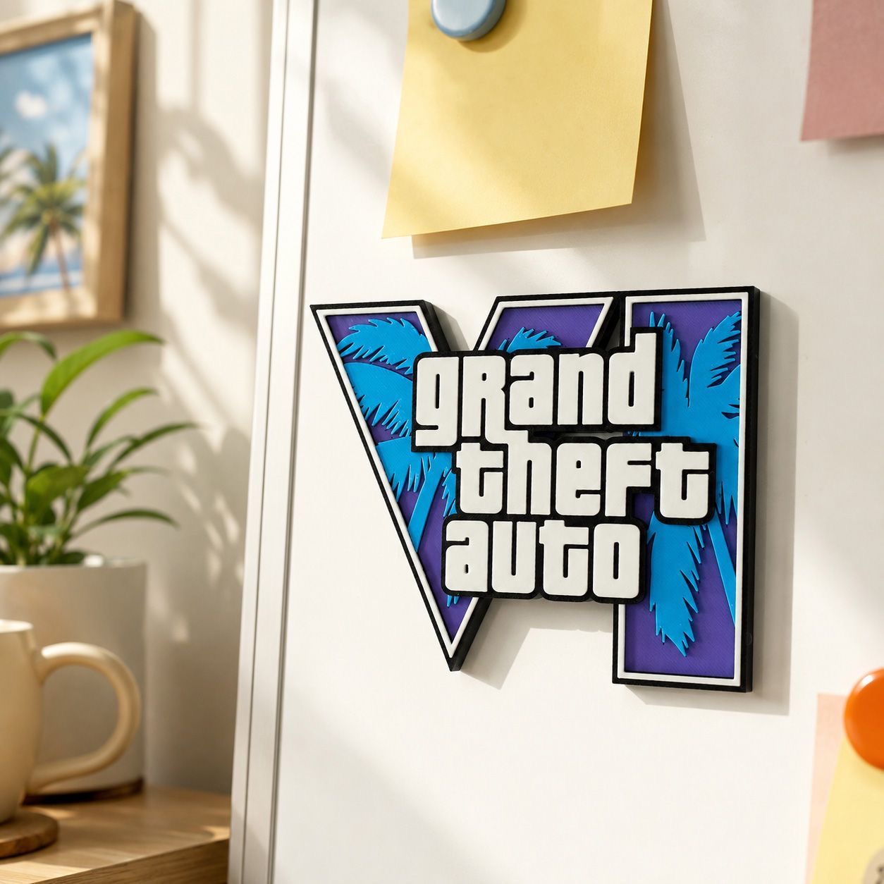 สติกเกอร์แม่เหล็กโลโก้ GTA6 พิ - Gaming Console With Gta บทวิจารณ์และราคา