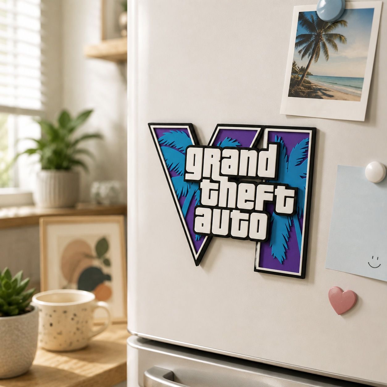 สติกเกอร์แม่เหล็กโลโก้ GTA6 พิ - Gaming Console With Gta บทวิจารณ์และราคา
