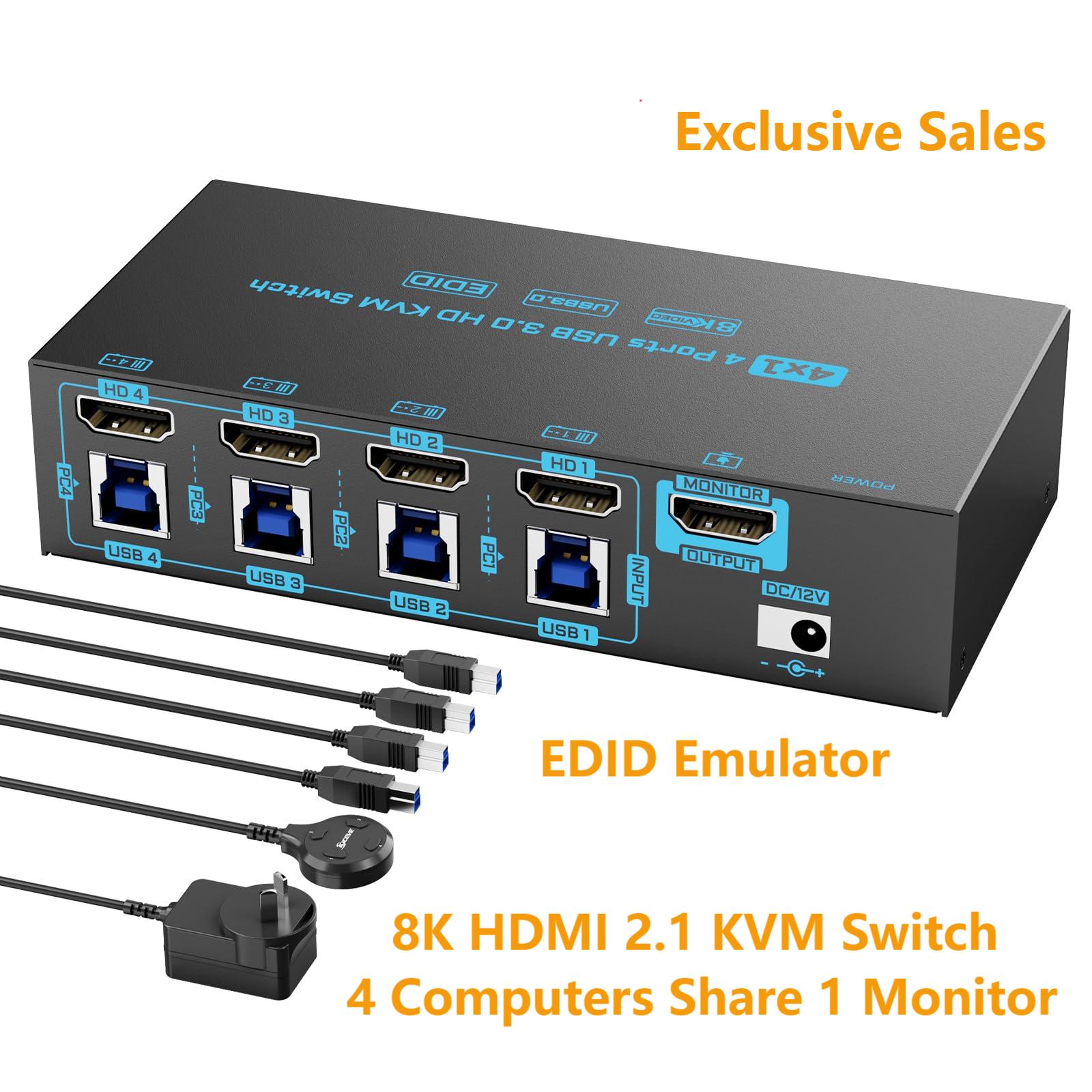 สวิตช์ KVM HDMI 8K/4K 4 พอร์ต  - Gaming Console With Phone บทวิจารณ์และราคา